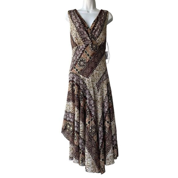 NEW Rabbit Designs Dress Size 16 Brown Geometric Print Sleeveless Retail: $79 - Picture 1 of 3